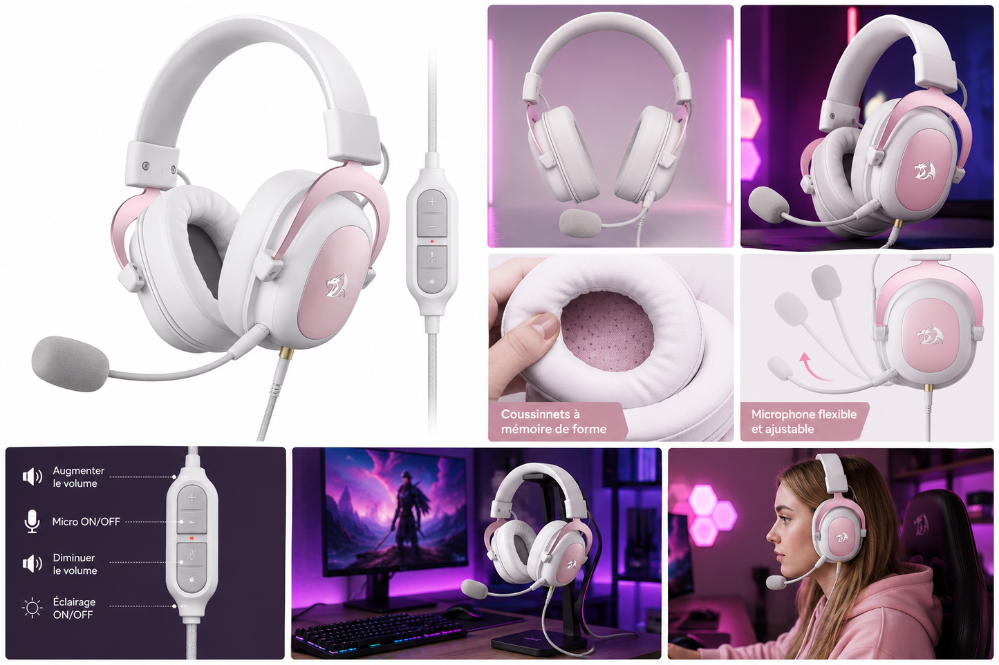 Casque Gaming REDRAGON H510 Zeus - Son Surround 7.1 - Microphone Rétractable